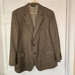 JoS A Bank‎ Signature Pure Wool Houndstooth 2 Button Blazer Brown Tan Sz 48P S